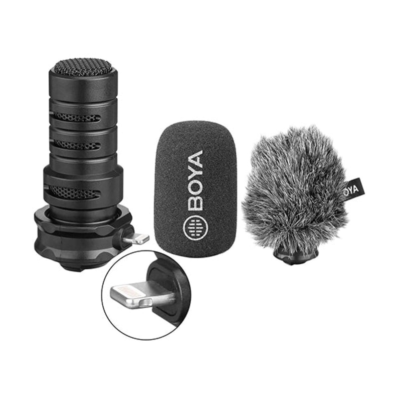 Boya, BY-DM200, Plug-in Microphone Digital Stereo Cardioid Condenser Microphone MFI Certified Superb Sound Plug and Play Directly Compatible with iOS iPhone X XS 8 7 6 iPad iPod Stereo Microphone