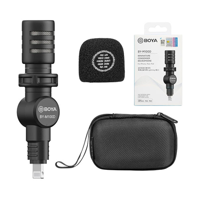Boya, BY-M100D, External Microphone for iPhone, iPad, iOS – Mini Mic for iPhone with MFi-Certified Lightning Jack, 180 Swivel – Apple Smartphone Microphone for Video Recording, Vlogging, Interviews