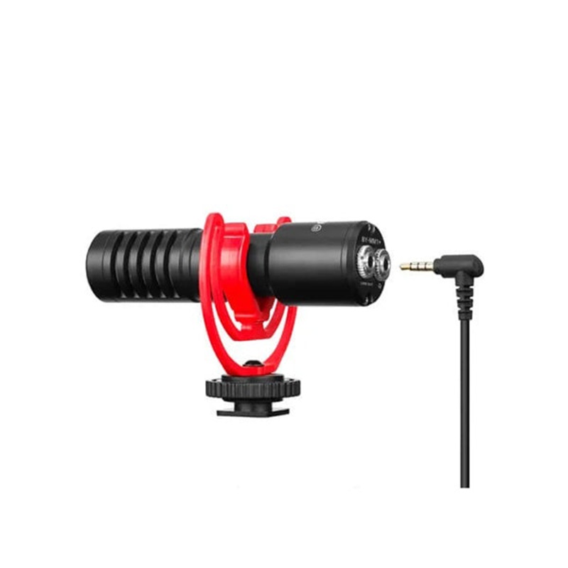 BOYA Super-Cardioid Shotgun Microphone, by-MM1+ Mini Stereo Mic with Shockmount for iOS Android Smartphone Vlog, PC Live Streaming, On Canon Nikon DSLR SLR Camera, Video Interview Mic