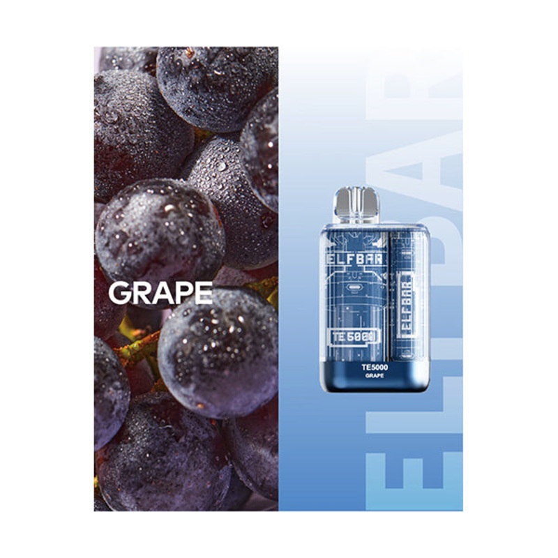 ELFBAR TE5000 Grape Vape, 5000 Puffs E-liquid Disposable Hookah Bar