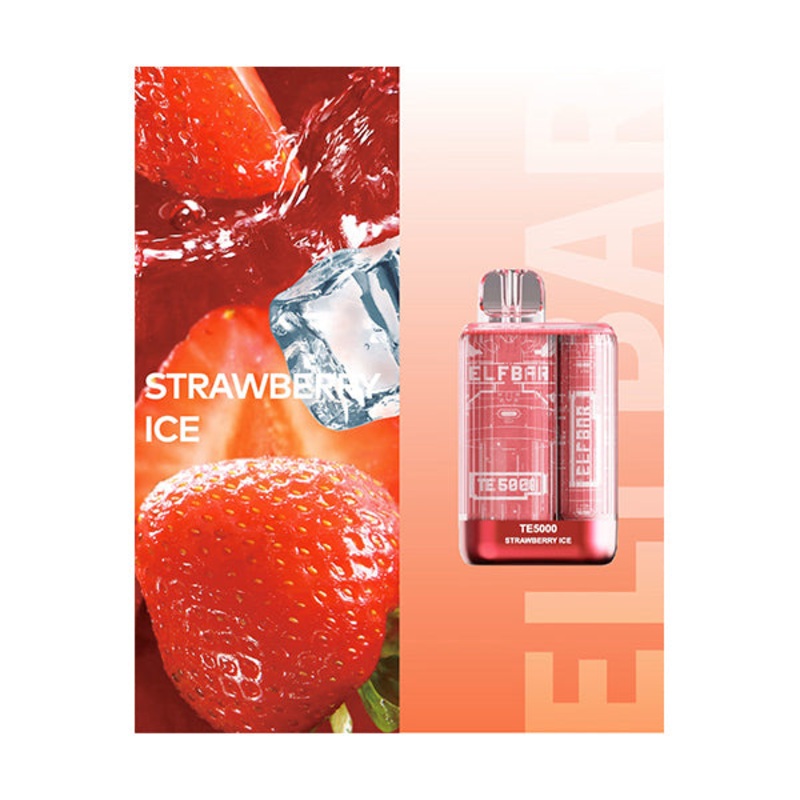 ELFBAR TE5000 Strawberry Ice Vape, 5000 Puffs E-liquid Disposable Hookah Bar