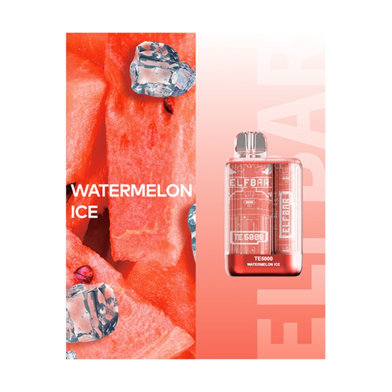 ELFBAR TE5000 Watermelon Ice Vape, 5000 Puffs E-liquid Disposable Hookah Bar