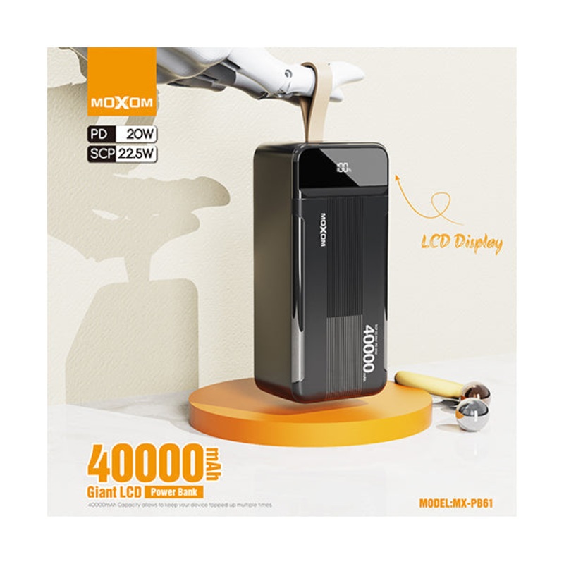 Moxom MX-PB61 22.5w Super Fast Charger Giant LCD 40,000 mAh Power Bank