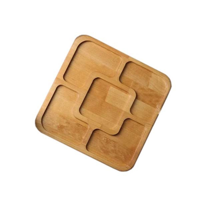 Square Wooden Serving Tray with 5 Sections – 98757