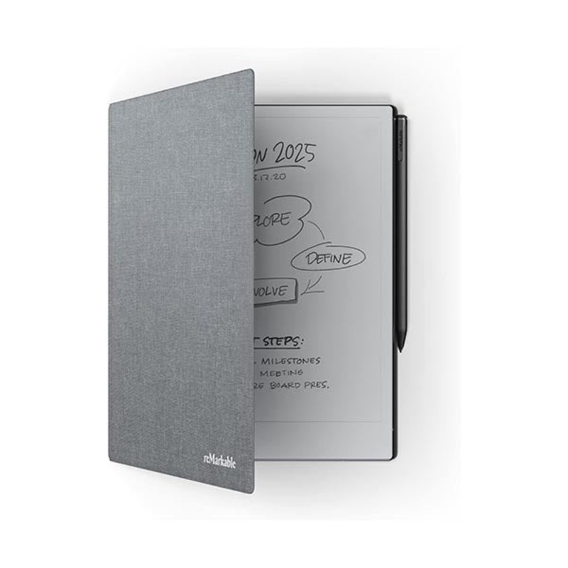 Book Folio  Official reMarkable 2 Cover | Slim, Premium Book Folio in Grey Polymer Weave| Stylish Protection for Your rM 2 Tablet – RM314