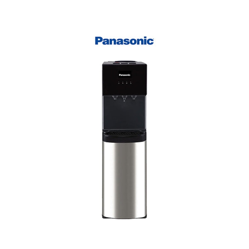 Panasonic Top Loading Water Dispenser, Black/ Stainless Steel Finish, 20L Cabinet Storage, Best For Home Kitchen & Office, Hot, Cold & Normal