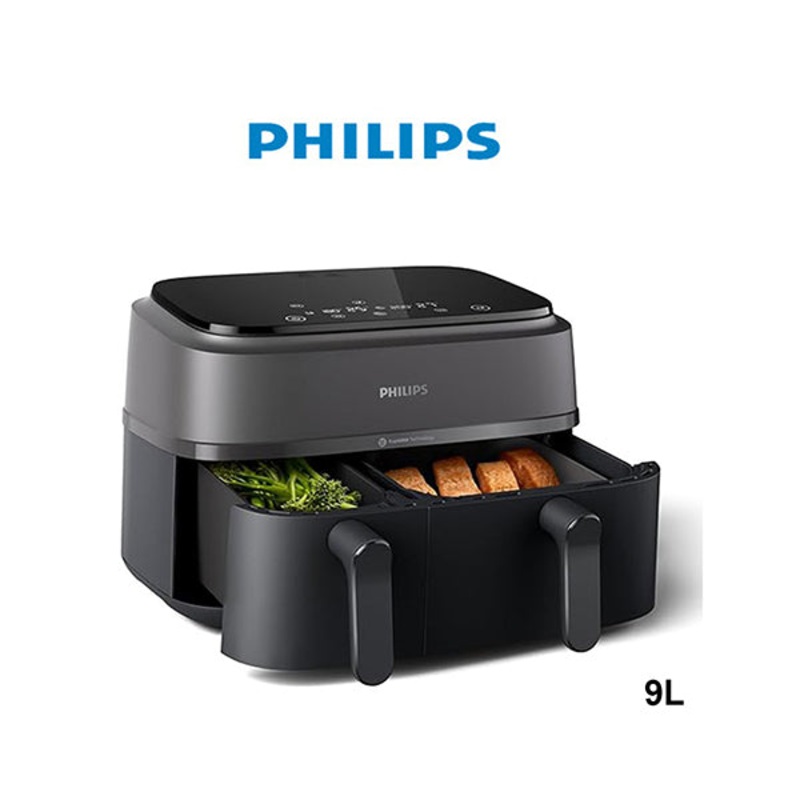 Philips Dual Basket AirFryer 3000 Series – 2750W, 9L Capacity, 2 Basket Drawers, 8 Presets Touchscreen