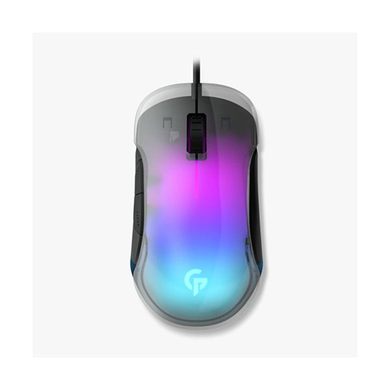 Porodo, Gaming 8D Crystal Gaming Mouse, 1.5m USB Wire Braided Cable, Macro Software Function, 100 IPS Tracking Speed, Up to 12800 DPI, Breathing RGB