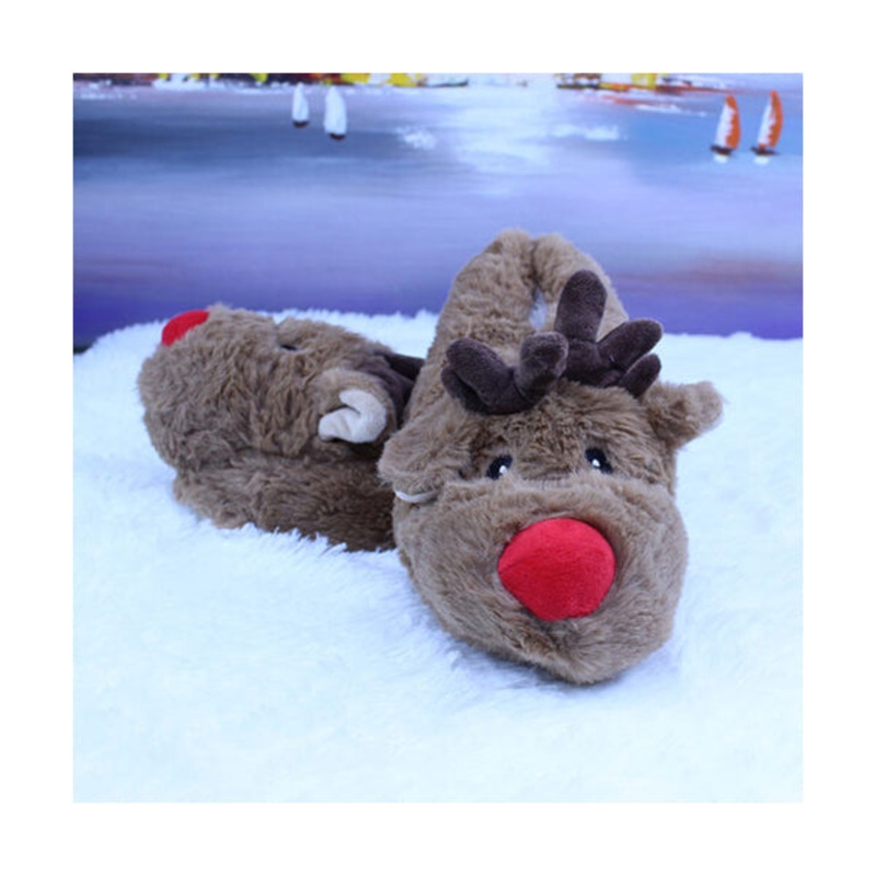 Christmas Deer Soft Stuffed Plush Slippers – 97365-1, Available in Different Colors