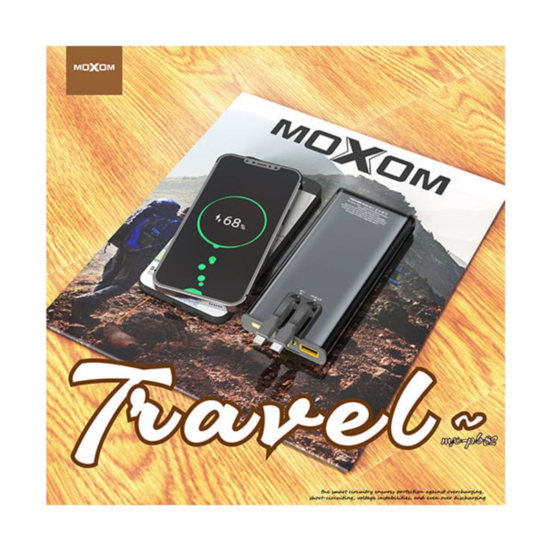 Moxom MX-PB82 10,000 Mah LCD Transparent Power Bank PD 20W SCP 22.5W Power Bank Built-In Cable