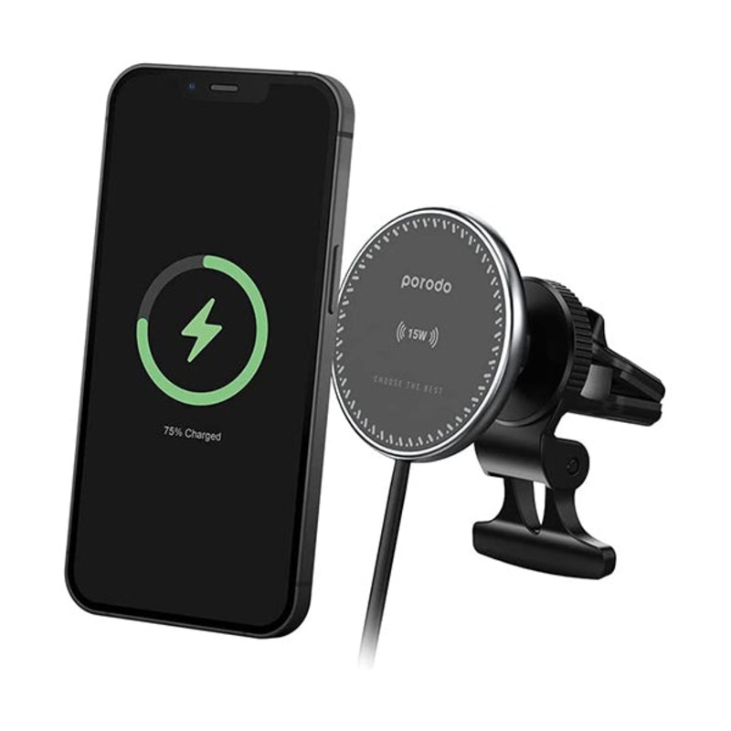 Porodo, 3 In 1 Magnetic Car Charger Mount 15W With 20W PD Car Charger