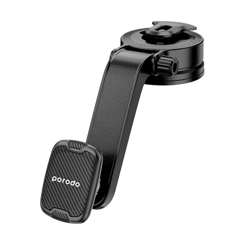 Porodo, Suction Cup Car Mount Magnetic Windshield / Dashboard, Long Arm, Bigger Suction Cup Size, 360 Rotation, Compatible with iPhone 14 Pro Max, 13, Samsung Galaxy S22, S21, All Smartphones