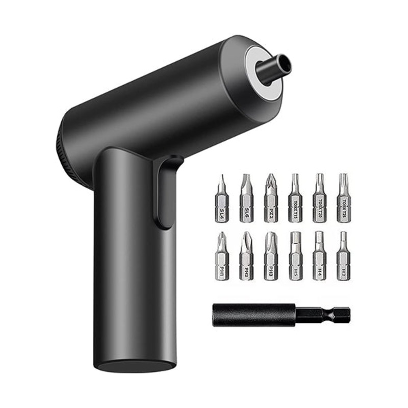 Xiaomi, Mi Cordless Screwdriver 3.6V, 2000mAh Rechargeable Battery. Patented One-piece body with USB-C charging port. High 5-N.m Torque Cordless Portable Screwdriver with 12 pieces of S2 Steel Bits