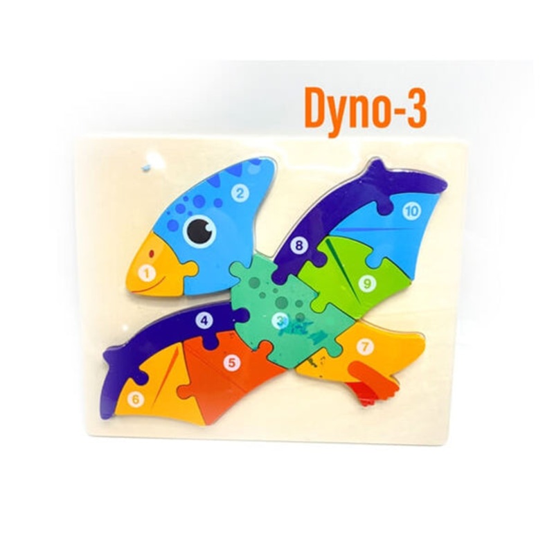 3D Wood Puzzle, Kids Toys, Educational Toys, Wood Made – Dyno-3 – 15715D3