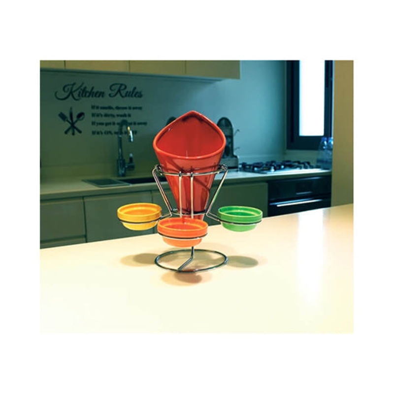 DIP Set With Stainless Holder, Kitchenware, Home Accessories, Porcelain Made – 13915