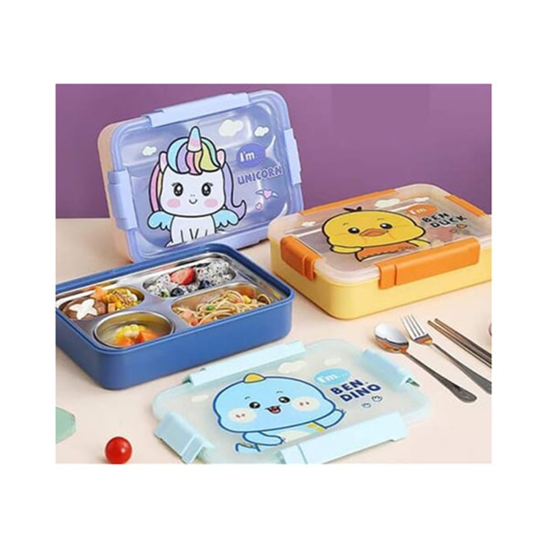 Lunch Box Storage Container Portable with Fork and Spoon – Duck – 15767