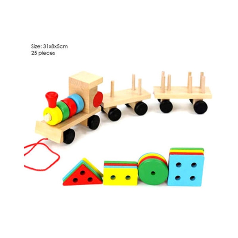 Wooden Geometrical Building Block Car, Kids Toys, Educational Toys, Wood Made – 15428