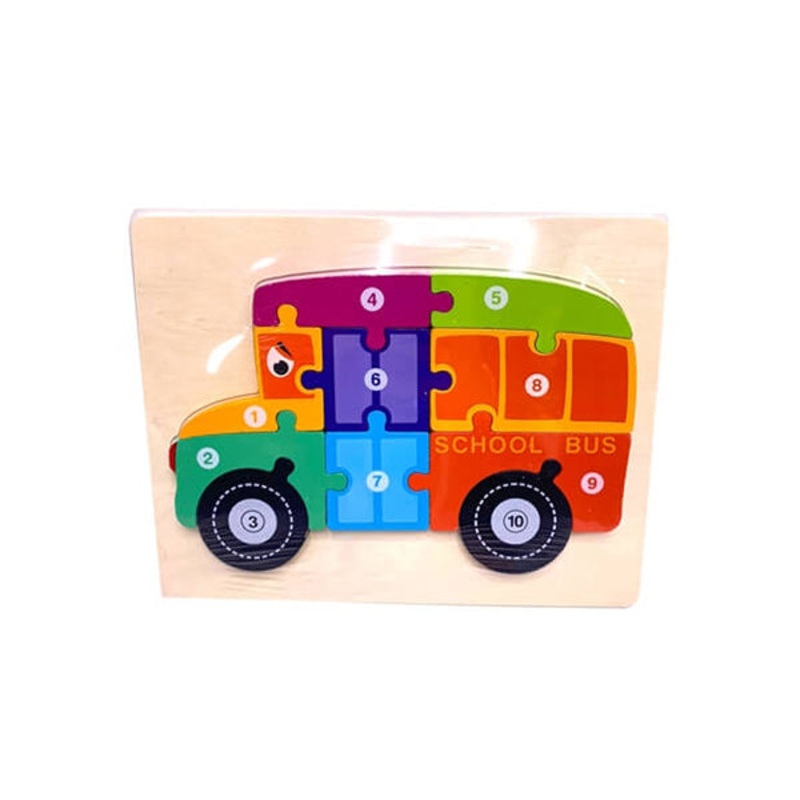 3D Wooden Puzzle, High-quality Puzzle, Suitable for Girls and Boys – Bus – 15716B