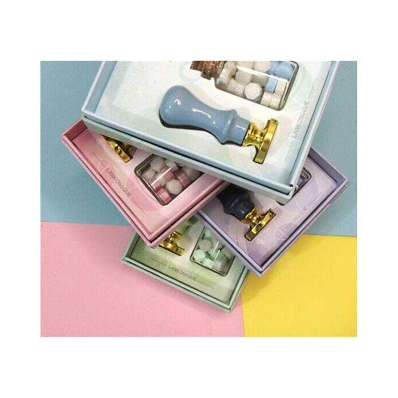 Classic Wax Stamps for Wedding Letters Invitations Envelopes Package Wax Stamp Kit with Wooden Handle and Wax – 14606