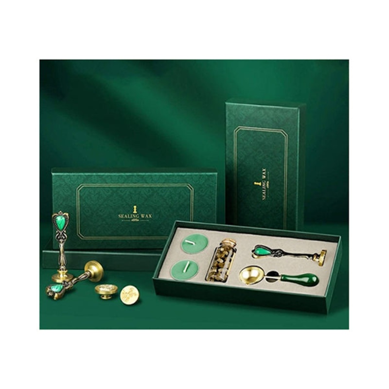 Classic Wax Stamps for Wedding Letters Invitations Envelopes Package Wax Stamp Kit with Wooden Handle and Wax – 15706