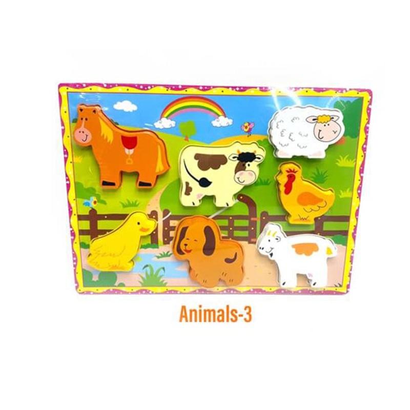 Kids Wood Puzzle, Puzzle for Kids, Suitable for Learning and Enjoying, Different Shapes and Colors – Animals-3 – 15718A3