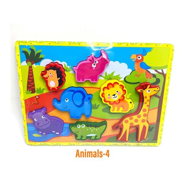 Kids Wood Puzzle, Puzzle for Kids, Suitable for Learning and Enjoying, Different Shapes and Colors – Animals-4 – 15718A4