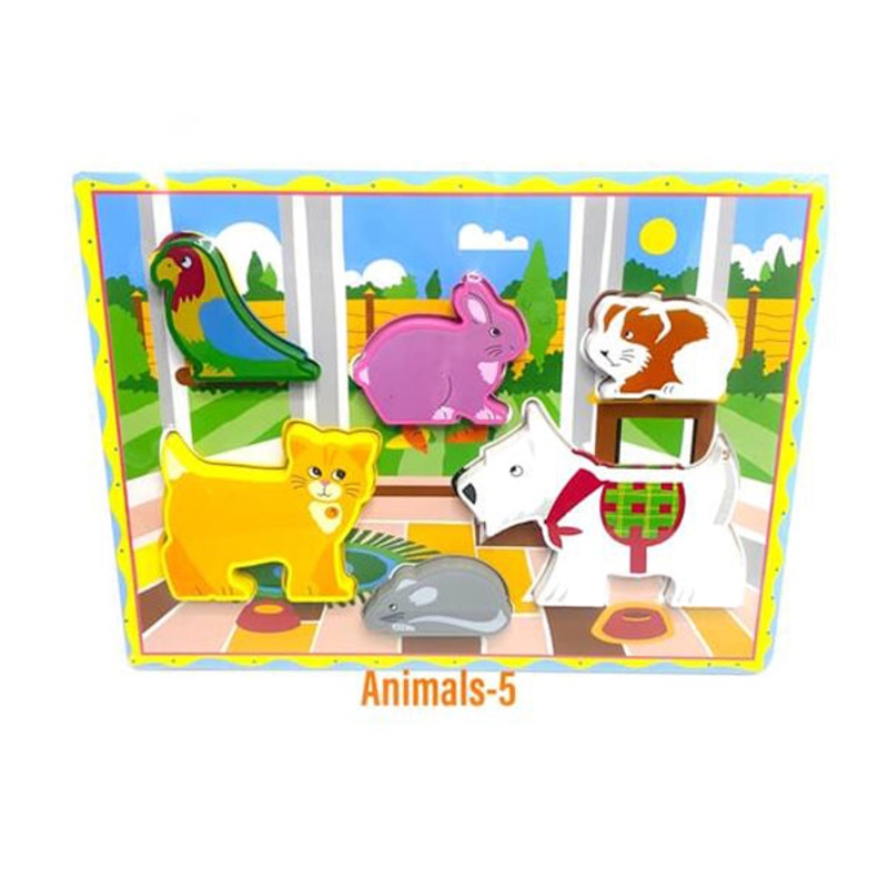 Kids Wood Puzzle, Puzzle for Kids, Suitable for Learning and Enjoying, Different Shapes and Colors – Animals-5 – 15718A5