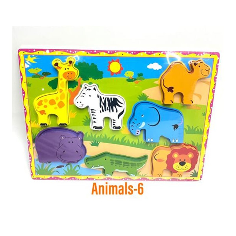 Kids Wood Puzzle, Puzzle for Kids, Suitable for Learning and Enjoying, Different Shapes and Colors – Animals-6 – 15718A6