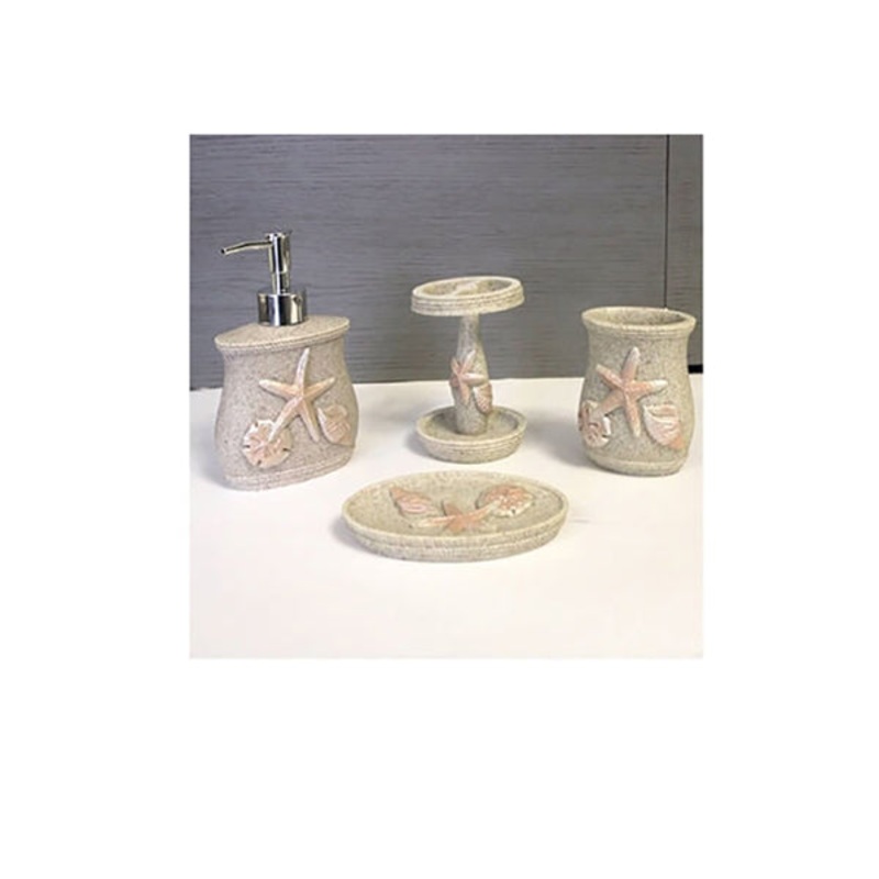 Shell Bath Set of 4, Home Accessories, Bathroom Accessories, Bathroom Set, Ceramic Set – 13615