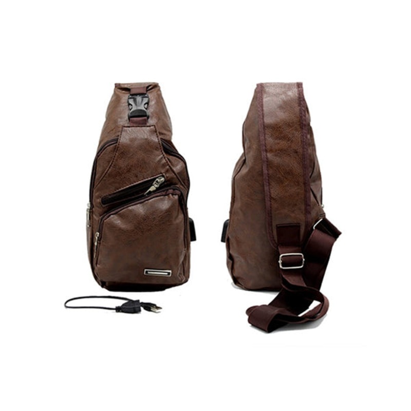 Cross Bag, Men’s Fashion, Leather Material ABS Sports Outdoor Sling Shoulder Crossbody Chest Bag for Young Men Portable – 14385