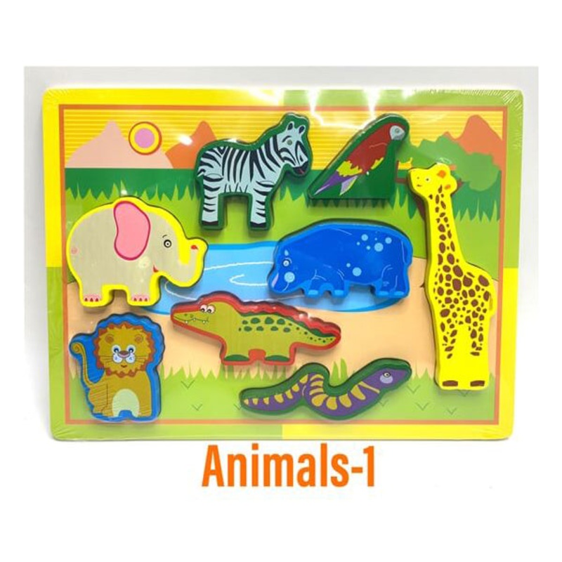 Kids Wood Puzzle, Puzzle For Kids, Suitable for Learning and Enjoying, Different Shapes and Colors – Animal-1 – 15718A1