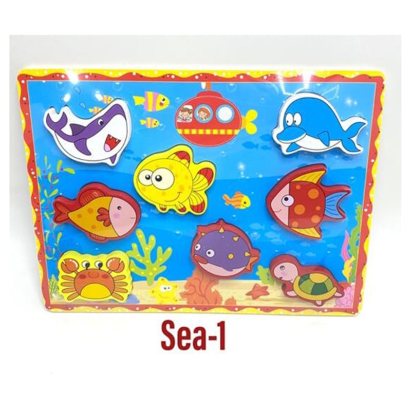 Kids Wood Puzzle, Puzzle For Kids, Suitable for Learning and Enjoying Different Shapes and Colors – Sea-1 – 15717-1