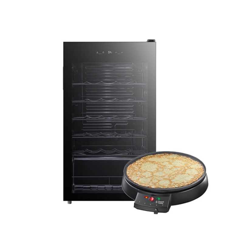 Russell Hobbs 34 Bottle Wine & Drinks Cooler + Free Crepe Maker