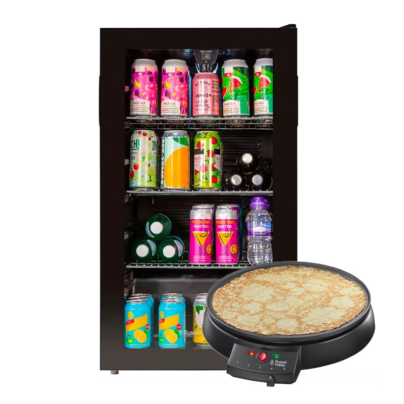 Russell Hobbs Freestanding Bottles Cooler Fridge + Free Crepe Maker