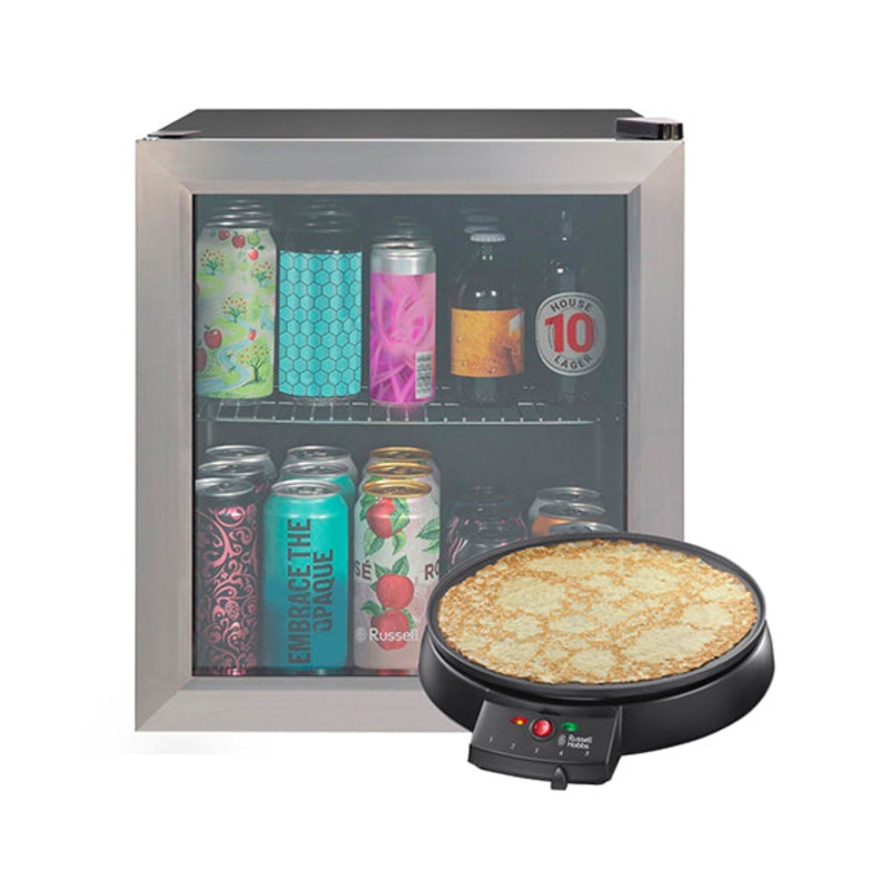 Russell Hobbs RHGWC3SSC Stainless Steel Glass Door Wine Cooler + Free Crepe Maker