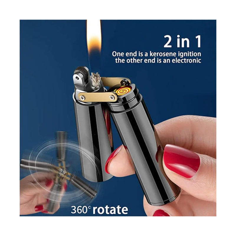 2 in-1 Kerosene Foldable Electronic Lighter #2020 – 98635
