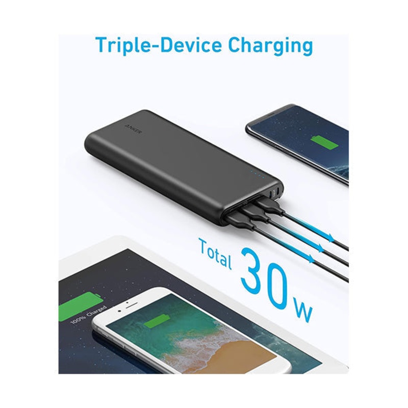 Anker Power Bank, 26,800 mAh External Battery with Dual Input Port and Double-Speed Recharging, 3 USB Ports for iPhone 15, 15 Plus, 15 Pro, 15 ProMax, iPad, Samsung, Android and Other Devices