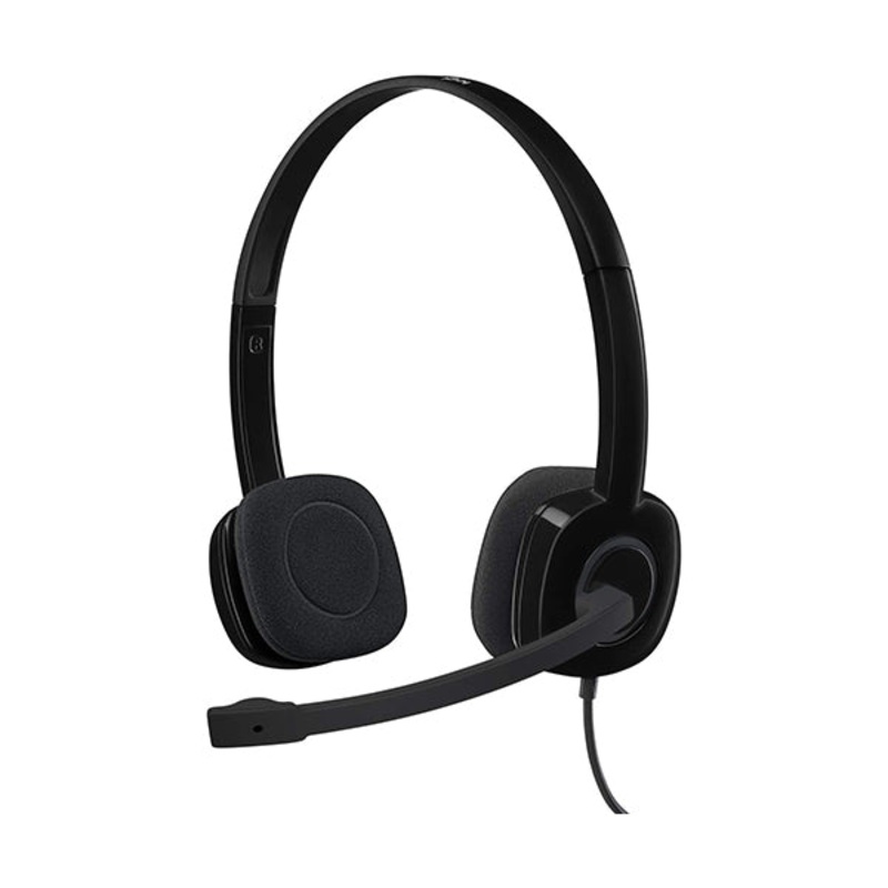 Logitech, H151 Wired Headset, Analog Stereo Headphones with Rotating Noise-Cancelling Microphone, 3.5 mm Audio Jack, In-Line Controls, PC/Mac/Laptop/Tablet/Smartphone – 981-000589