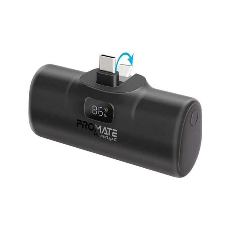 Promate, Mini Power Bank 5000 mAh with Built-in Type-C Port 20W – POWERUP-C.BLACK
