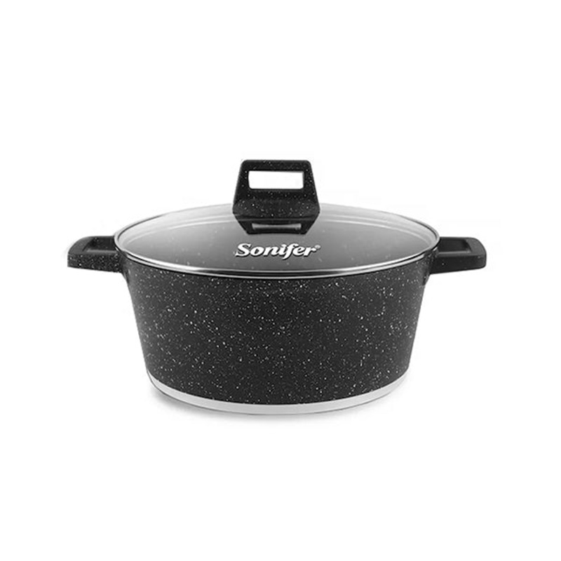 Sonifer, 22-34CM Wear-Resistant Non-Stick Granite Casserole with Glass Lid, Available in Different Sizes – SF-1127