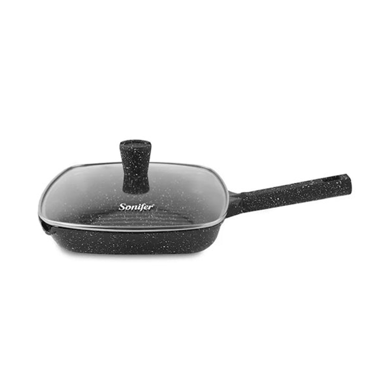 Sonifer, 28Cm 2.6L Heat-Resistant Non-Stick Granite Grill Pan with Lid – SF-1125