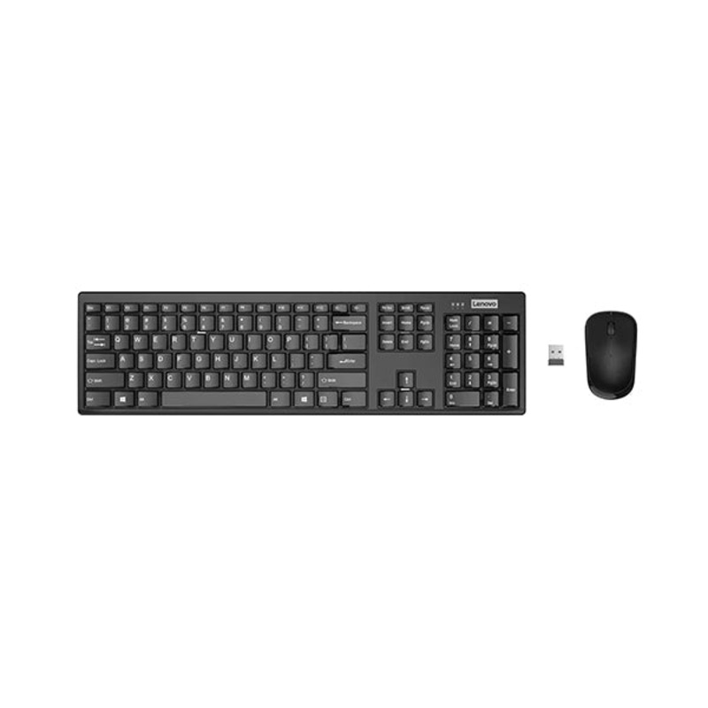 Lenovo 100 Wireless Keyboard & Mouse Combo, Ultra Slim Water Resistant Keyboard, 2.4 GHz Wireless Nano USB, Upto 1 Year Battery Life GX30L66303