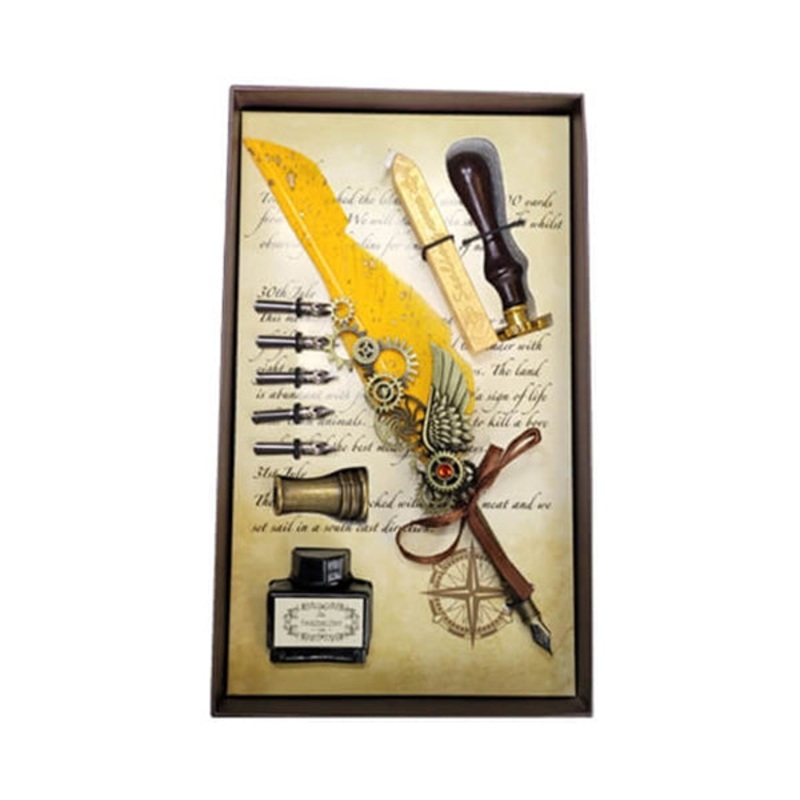 Feather Pen Set with Wax Stamp – 16030