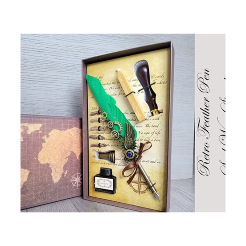 Feather Pen Set with Wax Stamp – 16039