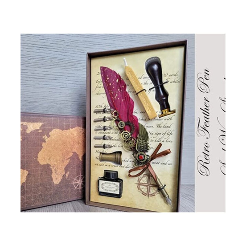 Feather Pen Set with Wax Stamp – 16041