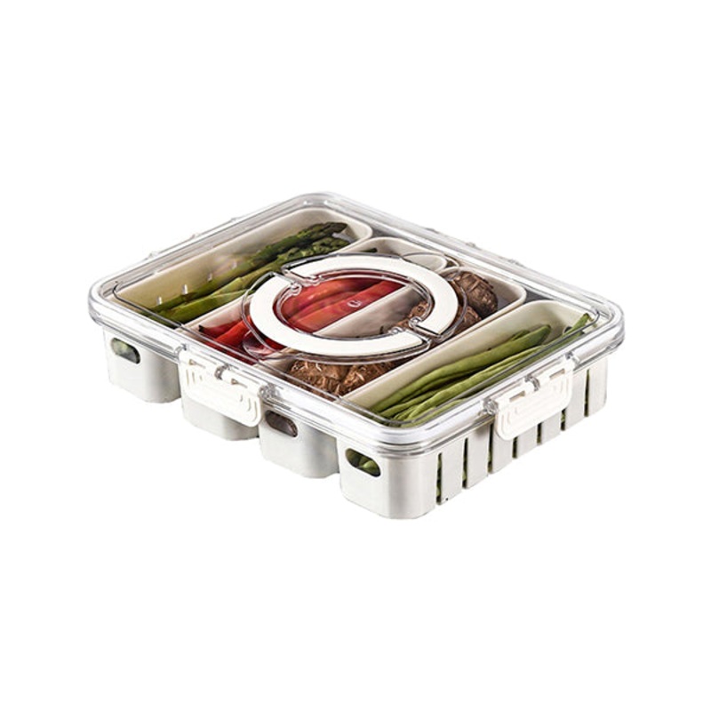 Food Storage Containers Box with Clear Lid and 4 Removable Drain Tray – 10571