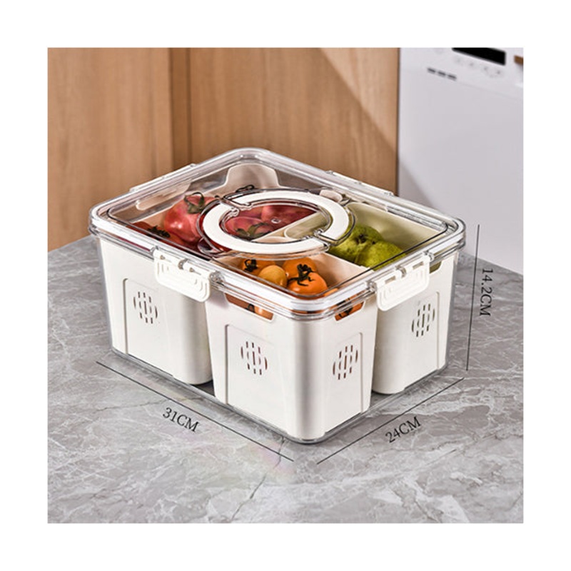 Food Storage Containers Box with Clear Lid and Removable Drain Tray – 10576