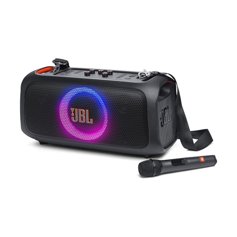 JBL PartyBox On-The-Go Essential Portable Party Speaker with Built-In Lights and Wireless Mic