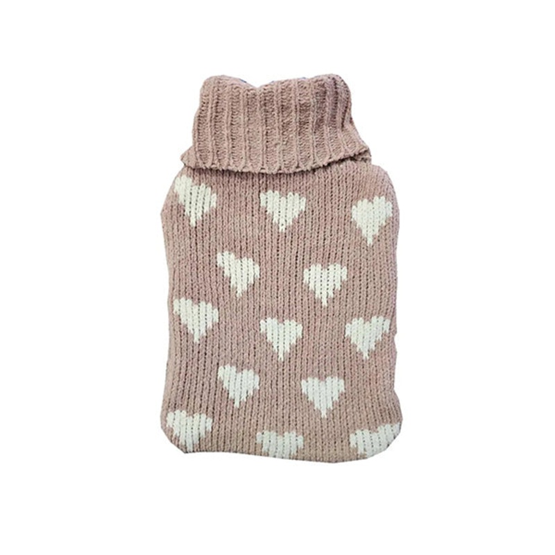 2L PVC Hot Water Bottle With Heart Fluffy Cover L32 x W20Cm – 11188