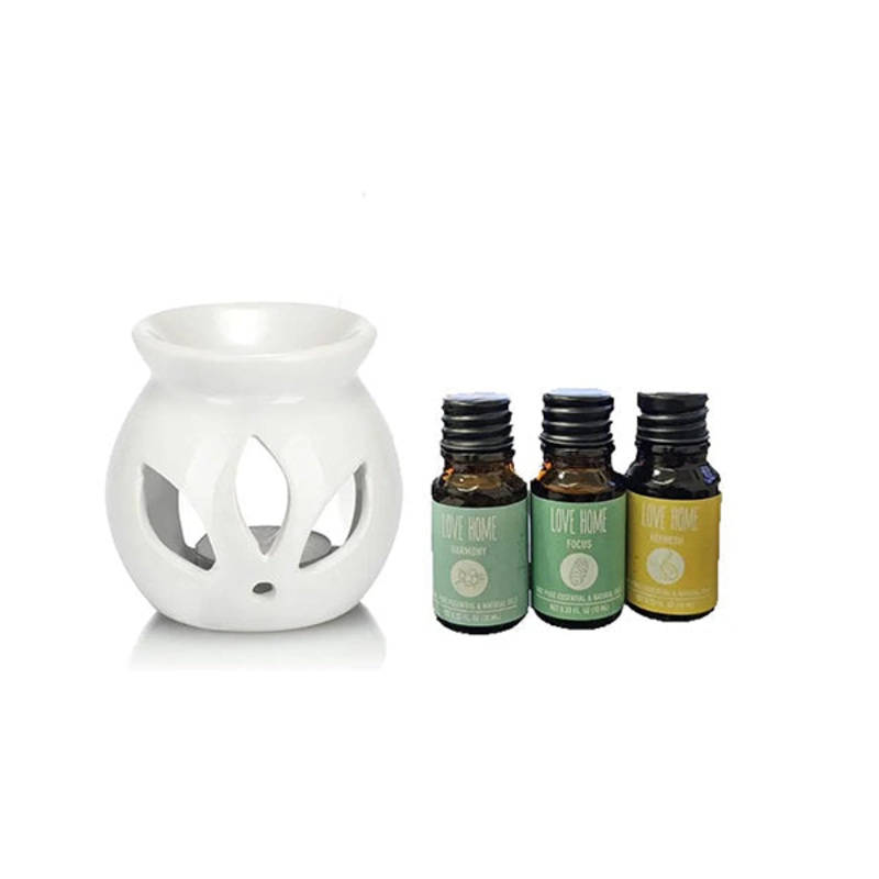 Ceramic Oil Burner with 3 Bottles of Essential Oil 10 Ml – 12074